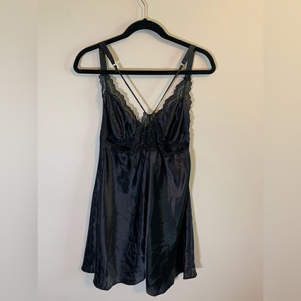 Flora Black Satin and Lace Babydoll size L - Picture 7 of 10